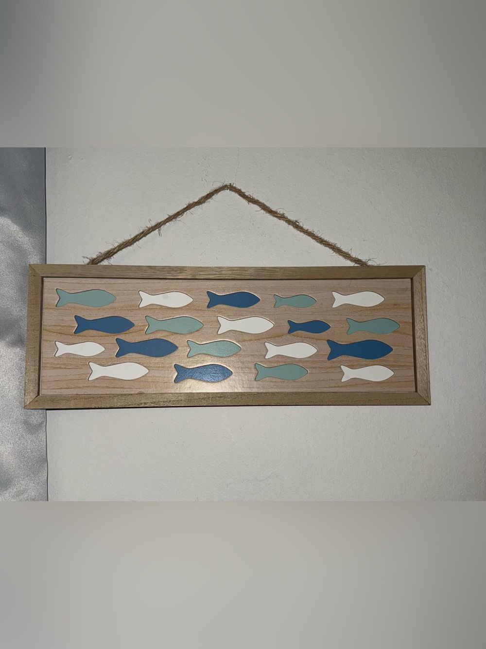 Coastal -themed inlaid wooden fish wall decor